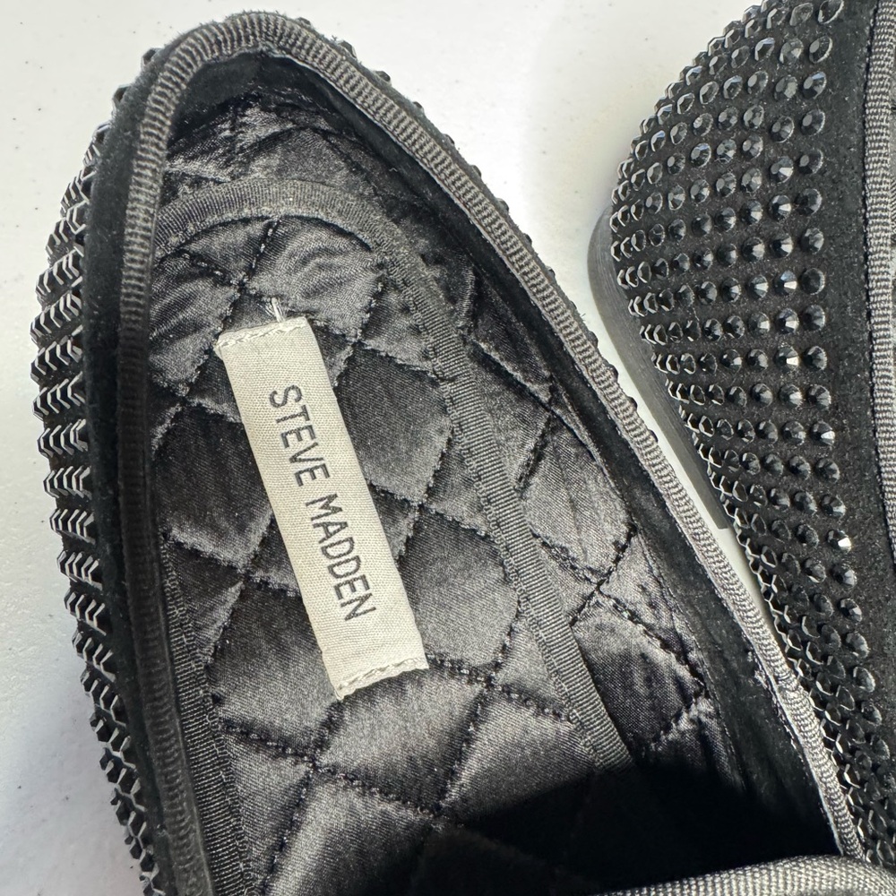 Steve Madden Black Studded Loafers - Picture 2 of 8